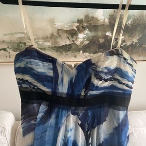 BCBGMaxAzria Strapless Blue 100% Silk Maxidress Size 8
